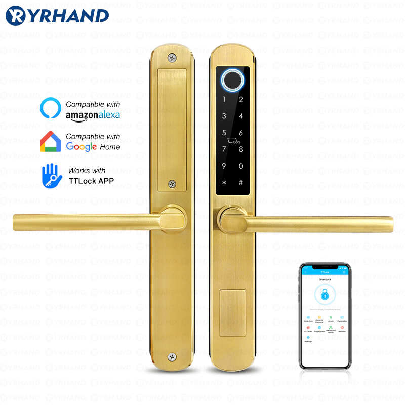 Smart Garden Door Lock - IP66 Gold Stainless steel Sliding Glass