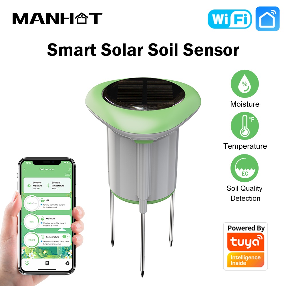 Smart Garden Sensors - MANHOT WiFi Smart Solar Soil Sensor