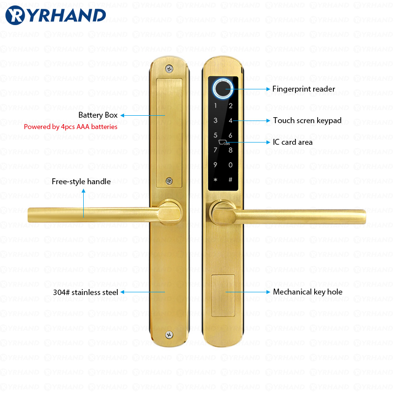 IP66 Gold Stainless steel Slid - đánh giá và giá Smart Garden Door Lock